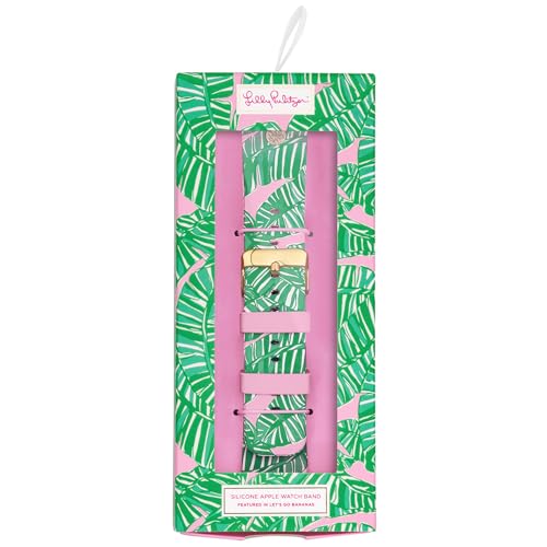 Lilly Pulitzer Silicone Smart Watch Band for Women, Sized to Fit 38mm 40mm 42mm & 44mm Smartwatches, Compatible with Apple Watch Series 1-6 and SE, Let's Go Bananas Pattern