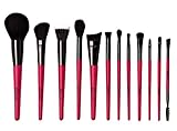 XO Glam 12Pcs Red Poison Makeup Brush Set Premium Synthetic Blending Blush Bronzer Powder Concealer Contour Crease Eyeshadow Stippling Highlighter Lip Eye Cosmetics Brushes