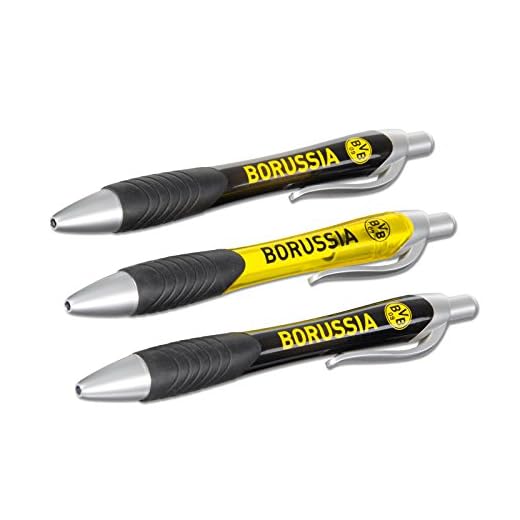 Borussia Dortmund Bolígrafo, Hombre, Negro/Amarillo, set de 3