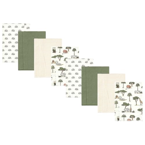 Image of Hudson Baby Cotton Poly Flannel Burp Cloths Multipack, Going On Safari 8-Pack, One Size