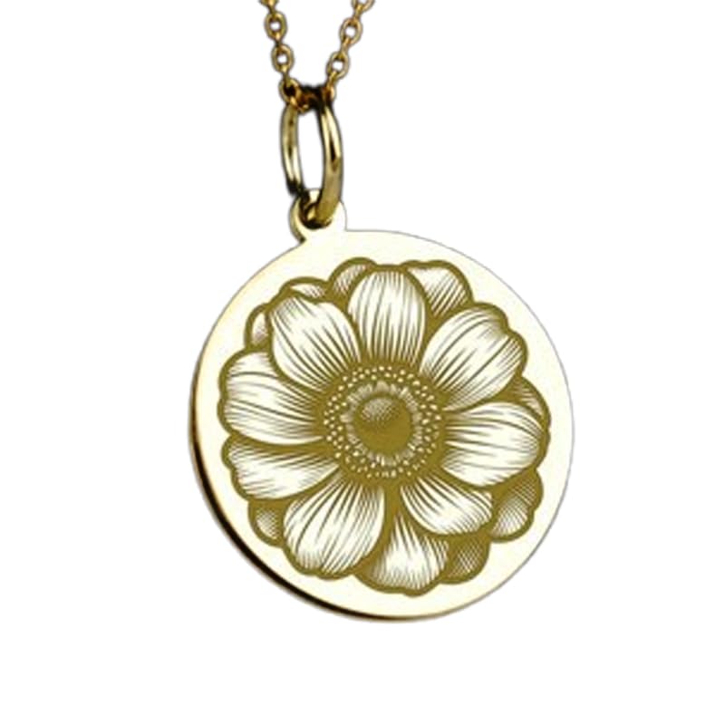 Collier pendentif anémone en argent 925 plaqué or chaîne 45cm