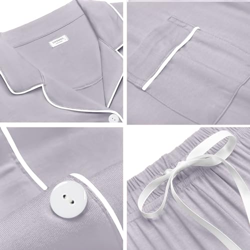 Image of SWOMOG Womens Button Down Pajamas Set Short Sleeve Sleepwear Bride Soft Pj Lounge Sets XS-3XL
