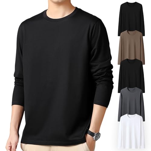 [§ＤＡＹ　ＣＬＯＴＨ∞Ｄａｙｃｌｏｔｈ] インナーシャツ 長袖 メンズ 5枚組 綿100% tシャツ 肌着 無地 やわらか 抗菌防臭 吸汗速乾 丸首 ロングtシャツ スポーツ 快適 メンズ 服 通勤 春秋冬 (JP, ミックスカラー, M)（Amazon）