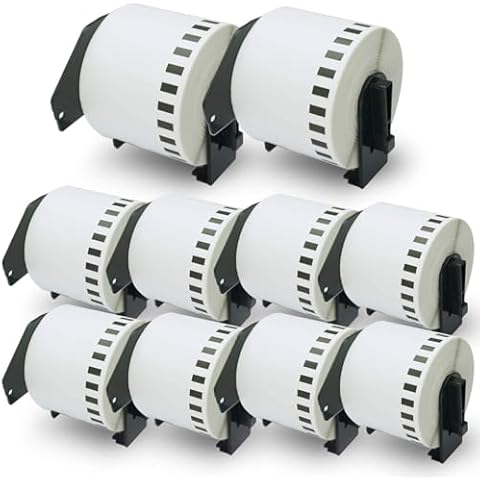 BETCKEY - Compatible Continuous Labels Replacement for Brother DK-2205 (2.4 in x 100 ft), Use with Brother QL Label Printers [10 Rolls] Cover