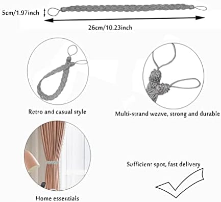 nuoshen 1 Pair Knitted Tie Backs, Braided Curtain Tiebacks Curtain Tie Rope Knitting for Home Drapes and Curtain Decor (Grey)