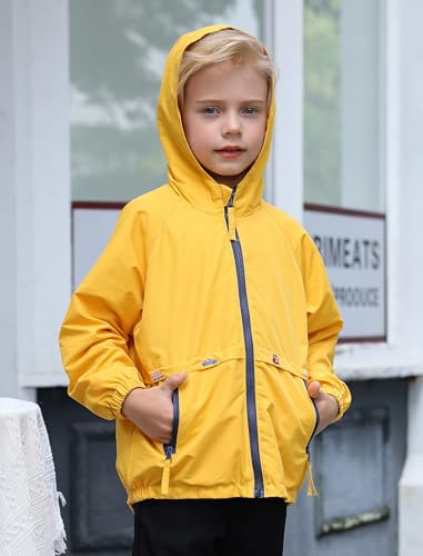 FYMNSI Kids Boys Lightweight Waterproof Hooded Jacket with Pockets Toddler Spring Fall Outfits Zip Up Thin Outwear Coats4