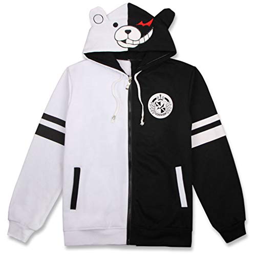 GHH Disfraces Negro White Bear Jerséis con Capucha Danganronpa Monokuma Cosplay Unisex Animado Juego Casual De Manga Larga con Capucha Sudaderas Monokuma,B,S
