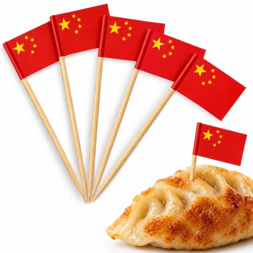 100 Palillos con Banderas de China, Palillos de Madera Paises