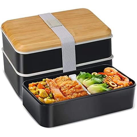 MDHAND Bento Box, Brotdose mit Fächern, 1400ML Lunchbox mit Löffel und Gabel für Kinder/Erwachsene, Lunchbox für den Transport von Mahlzeiten Brotdose mikrowellengeeignet Cover