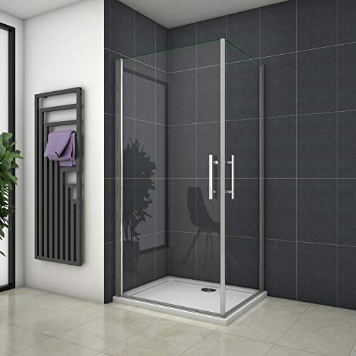 Duschabtrennung Duschkabine 80x80x190cm Duschtür Pendeltür Duschwand Dusche NANO Glas mit Duschtasse