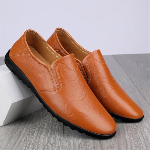 Prom Slip On Breathable Lightweight Anti-Slip Flexible Genuine Leather Round Toe Loafers for Men3
