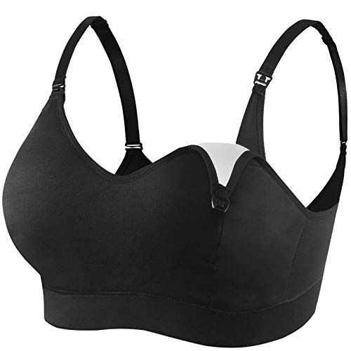 Avalica Tiktok Nursing Bras for Breastfeeding,Nursing Bra Push Up,Nursing Bra Cotton,Nursing Bras for Pumping Hands Free,Nursing Bra Sleep,Nursing Bras with Support,Maternity Bras (Black, Medium)