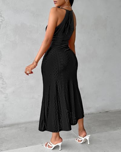 Image of CHICME Womens Summer Halter Dress Hollow Out A Line Vacation Dress