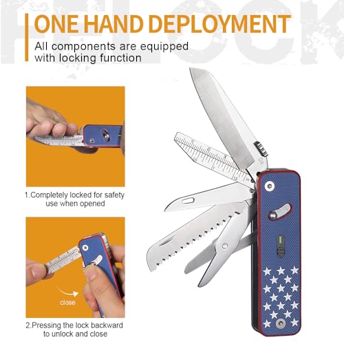 Image of ROXON S503G Flex Companion Tool Modular Design Pocket Tool (US Flag) | Pre-Installed with 8 Essential Tools (1 /4 inch Bit Driver, D2 Blade, Screwdriver, Taper Saw, Scissors, etc.)