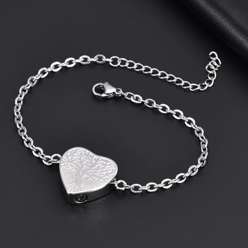 RIPFEVURN Heart Tree of Life Cremation Jewelry Urn Bracelet for Ashes for Women Memorial Ashes Keepsake Link Bracelet4
