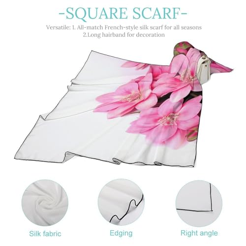 Beautiful Flowers Silk Head Scarf Women's Fashion Lightweight Square Scarfs Bandanas Breathable Soft Neck Head Scarves For Travel Handbags Scarf4