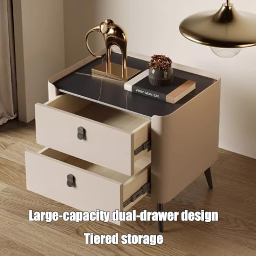 Wood Nightstand, Compact Bedside Table with 2 Drawers, Space-Saving Storage, Durable Carbon Steel Frame, Easy Assembly, Ideal for Bedroom & Living Room (Dark Brown, 40cm/15.75in)