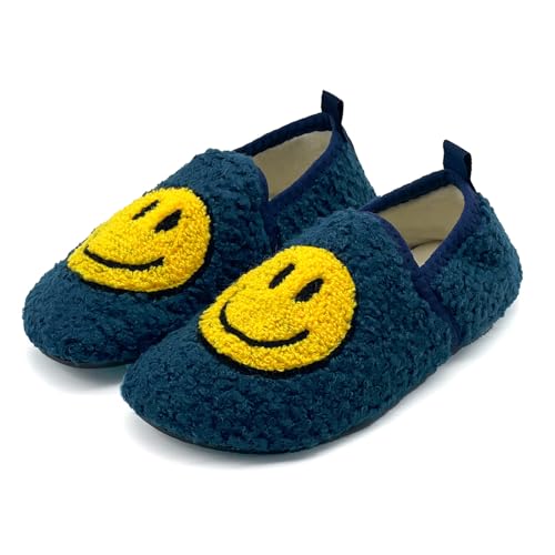 sharllen Smile Face Slippers Kids Girls Boys Plush Cute Warm Soft Happy Face Socks Slippers Shoes Fuzzy Cozy Non-Slip Toddler Slide Slippers for Little Big Kids Winter Indoor Outdoor4