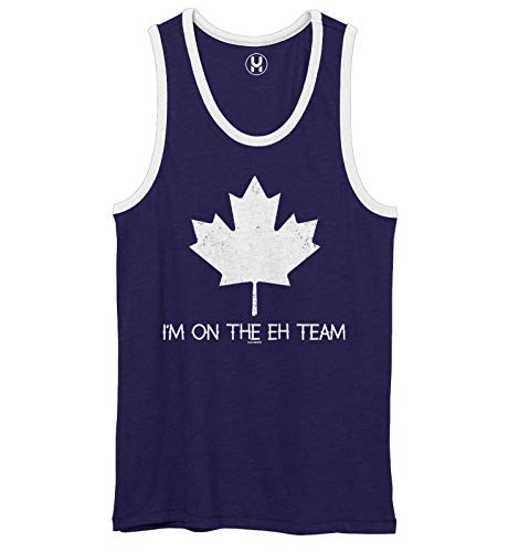 I'm On The Eh Team - Canadian Canada Unisex 2-Tone Tank Top (Navy/White, X-Large)