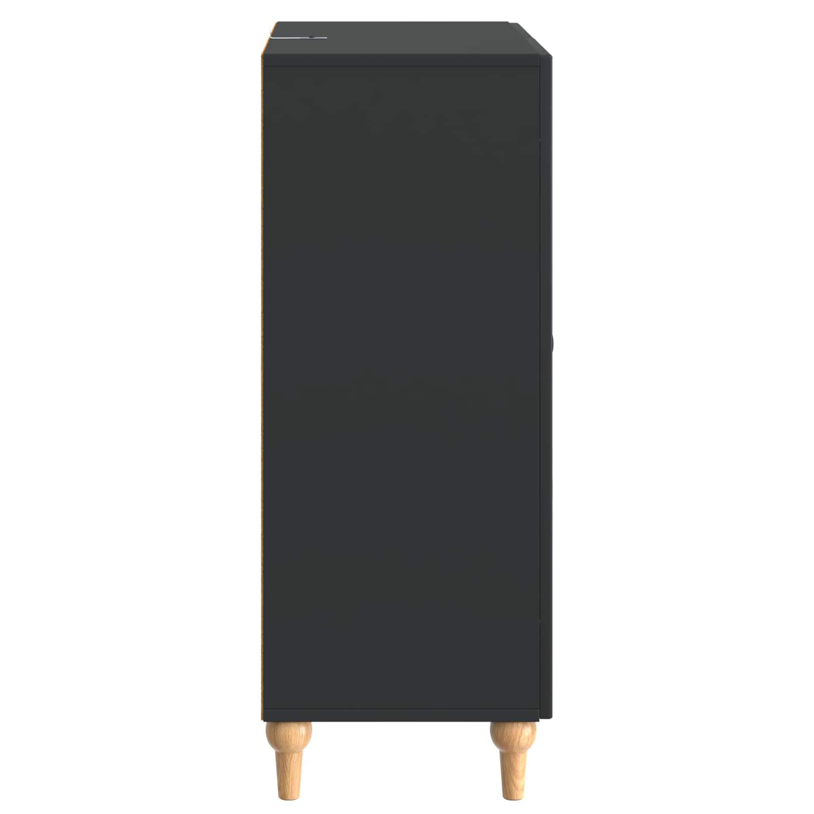 Credenza nera, 66 x 34,5 x 90 cm, in legno con 3 cassetti e porta basculante a 90°, comò versatile per soggiorno, sala da pranzo, corridoio, ufficio