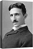 wall26 Canvas Print Wall Art Portrait of Nikola Tesla People Pop Culture Historical Realism Famous Closeup Colorful Multicolor Classical for Living Room, Bedroom, Office - 16'x24'