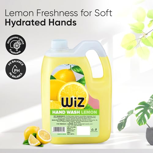 Image of Wiz Lemon Handwash Liquid Soap Refill Can - 5L | Germ Protection | Hand Wash with Added pH-Balanced & Moisturizers for Soft & Gentle Hands | Suitable for all Skin Types