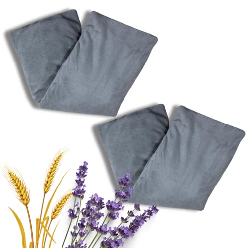 Keroppa - Pack 2 Saco de Semillas para Frío/Calor - Bolsa Reutilizable para Microondas con Funda de Algodón y Terciopelo - Relleno de Trigo y Lavanda - 45x15 cm