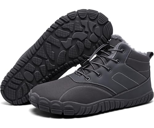 YINGCSM Winterstiefel Herren Barfußschuhe Warm Gefüttert Schneestiefel...