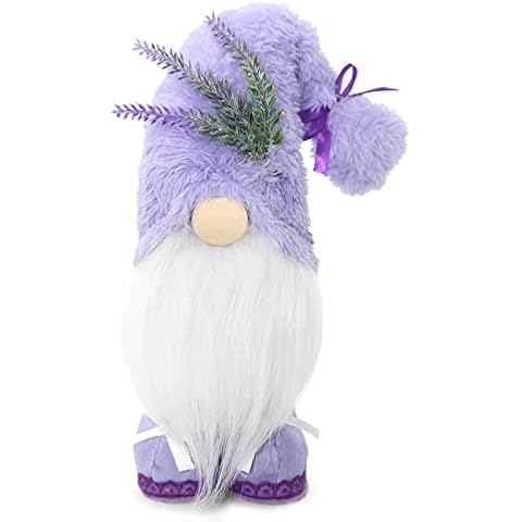 Lavender Swedish Gnomes Decorations for Home Pastel Purple Spring Summer Tiered Tray Tomte Plush Decor Nordic Dwarf with Artificial Greenery Kitchen Collective Gift for Women Family Friend Colleague Cover