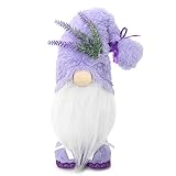 Upltowtme Lavender Gnomes Decorations for Home Spring Gnome Decor Kitchen Swedish Gnome Gifts for Women Spring Purple Gnome Tiered Tray Decor