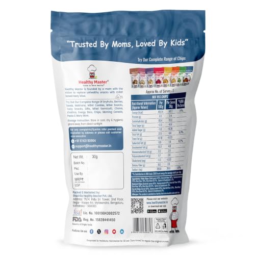 Image of Healthy Master Mixed Vegetable Chips - 30g | Beetroot, Palak & Carrot | Gluten-Free Vegetable Chips | No Maida, No Palm Oil | Low-Calorie | Healthy Snacks for Adults & Kids