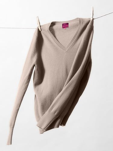 State Cashmere Men's Essential V-Neck Sweater 100% Pure Cashmere Classic Long Sleeve Pullover (Undyed Natural, Medium)4