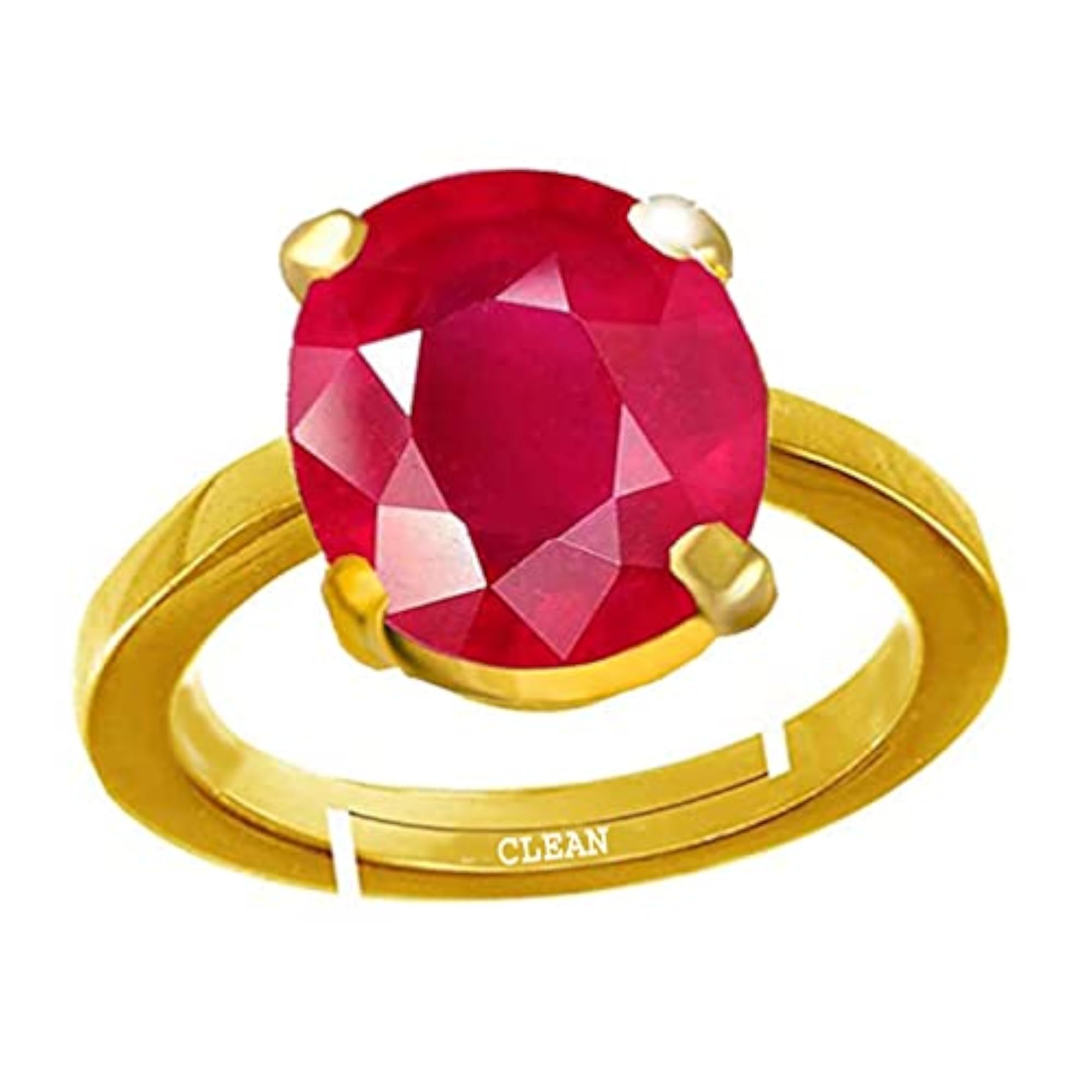 Unisex Ruby Manik Adjustable Ring, 5.25 Ratti Gold Plated