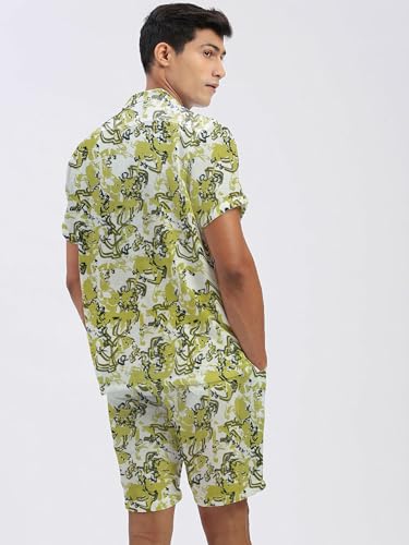 Image of Amazon Brand - Anarva Mens Camouflage Printed Co-ord Set | Half Sleeve Shirt and Shorts Set | Casual Summer Outfit for Beach, Travel, Vacation -