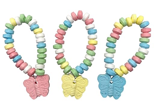 Butterfly Candy - 24 Butterfly Shaped Candy Bracelets Indvidually Wrapped Bulk - Great for Butterfly Party Favors