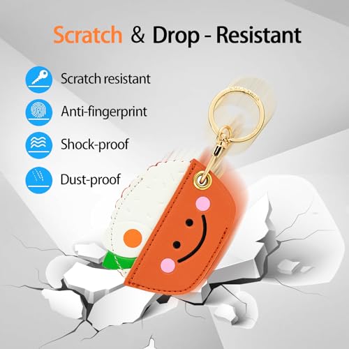 Image of Leather Keychain Case Holder Compatible with Apple AirTag, GPS Airtag Keychain Finder Tracker with Key Ring, Anti-Scratch Protective Air Tag Cover | Leather