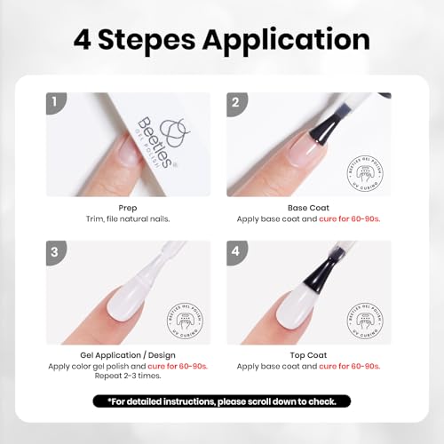 Image of Beetles 2 Colors 8ML White Black Gel Nail Polish Kit with U V Light, 6 Pcs Gel Polish Set Classic DIY Manicure Kit with Base & Top Coat Nail File for Beginners Soak Off Gifts for Women