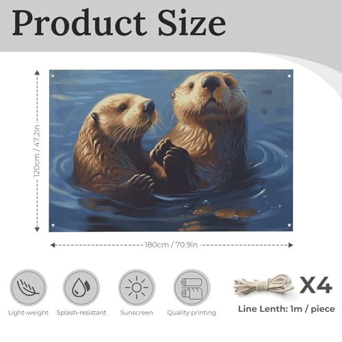 Drapeau de jardin loutres de mer textile résistant intempéries toutes saisons
