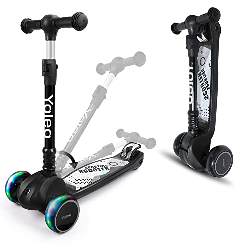 YOLEO Monopattino Bambini 3 a 10 Anni, Monopattino 3 Ruote con Ruote Lampeggianti in LED, Kids...