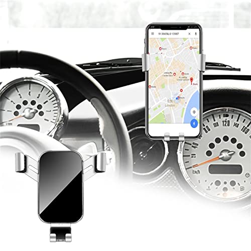 KUNGKIC Soporte del teléfono del coche ajustable compatible con Mini Cooper R50 R52 R53 Accesorios Interior 360 °Rotación de aleación de zinc ABS(Plata) Cover