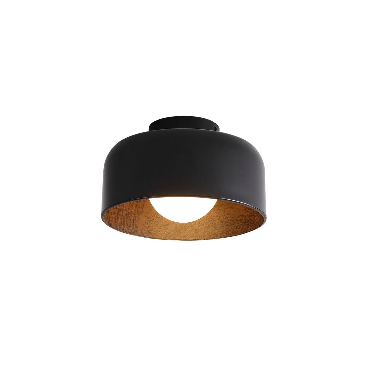 LANTANB Black Entrance Foyer Ceiling Lamp Glass Lampshade Flat Lighting Wood-Grain Japanese-Style Balcony Ceiling Lights Suitable for Corridors and Passageways