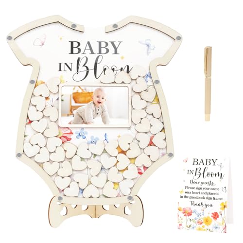 Catálogo para Comprar On-line Libros de visitas para fiesta comprados en linea. 42 BETIMFAN - Libro de visitas para baby shower, juego de libros de visitas con marco de fotos, 60 rebanadas de madera de corazón para nuevos padres e invitados