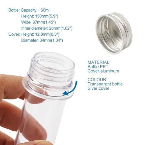 Image of Magibeads 12Pcs Clear Tube Plastic Bead Containers with Lids 5.9 x 1.45 Inches Travel Size Seed Bead Cylinder Bead Organizer Box Diamond Painting Storage Containers 60ml Capacity