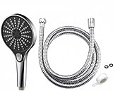 Square Shower Head with Flexible Hose – Powerful and Saving Water Distribution – Rustproof (3 Function Adjustable Popular Bathroom Shower Head, Silver)