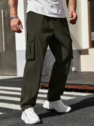 Image of Leriya Fashion Men's Cargo Pants | 4 Pocket Cotton Cargo Joggers for Men | Loose Fit Stylish Pant with Pockets | Casual Baggy Trousers & Streetwear Lower