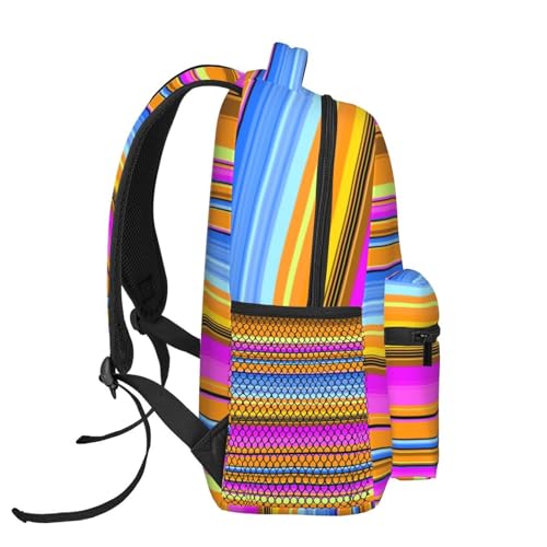 Serape Rainbow Stripes Mexican Pattern 15 Inch Backpack for Men Women Adjustable Laptop Backpacks Shoulder Bag for Travel Hiking Outdoor3