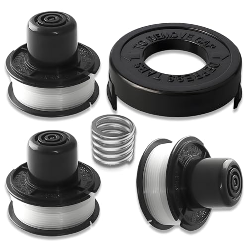 Bobine Fil Recharge Compatible avec Black & Decker GL250/GL310/GL360 - Bobine Fil pour Coupe-Bordures (Kit 3 Bobines + 1 Capuchon + 1 Ressort)