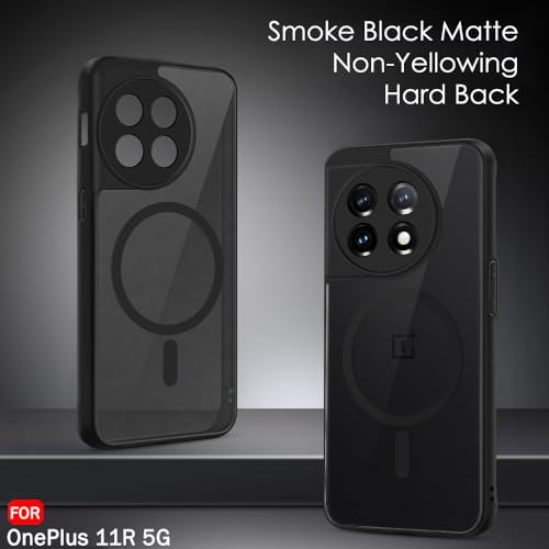 Image of TheGiftKart Hybrid Shockproof Back Cover Case for OnePlus 11R 5G | Camera Protection Bump | Hard Back Cover for OnePlus 11R 5G (PC & TPU, MagSafe Compatible, Translucent Smoke Matte Back, Black Sides)