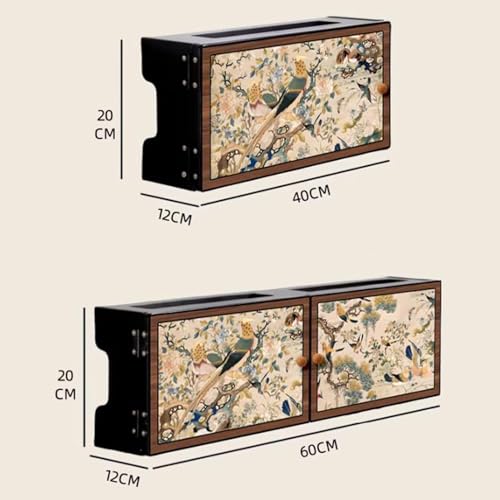 Boîte de rangement routeur WiFi et câbles en bois pour décodeur TV - 3