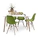 Conjunto de Comedor Tower con Mesa lacada Blanca y 4 sillas, de diseño nórdico (140x90, Verde)
